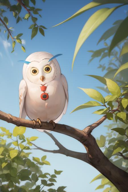 2492061-3315569331-masterpiece, best quality, absurdres, owl, close-up, hill, single tree, on branch, sky, (chibi).png